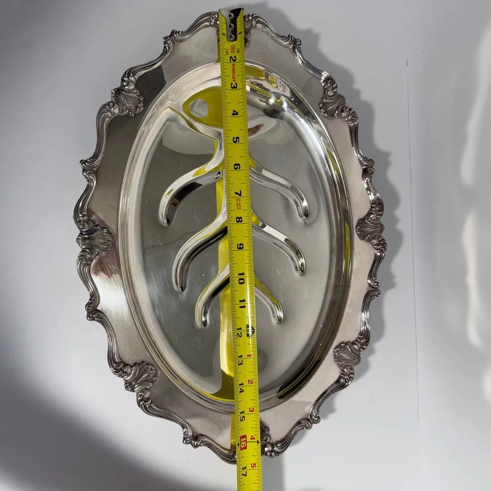 W & S Blackinton Silver Plate Tree and Well Meat Platter Footed Serving Tray 206
